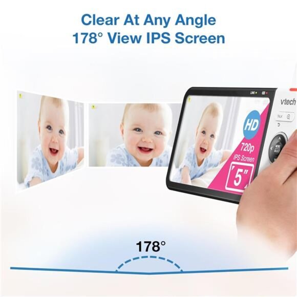 5” 720p HD Display, Super 110 Wide Angle View Baby Monitor, Remote Pan-Tilt-Zoom - Picture 6 of 7